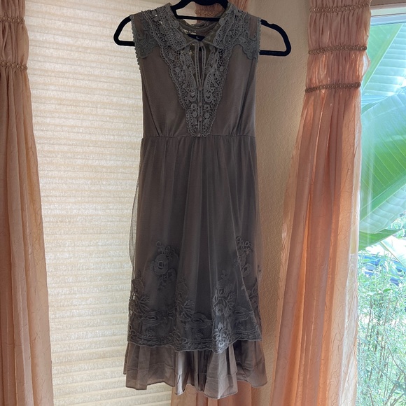 Anthropologie Dresses & Skirts - Anthropologie Ryu : Cotton, Mesh and Lace Olive green Dress